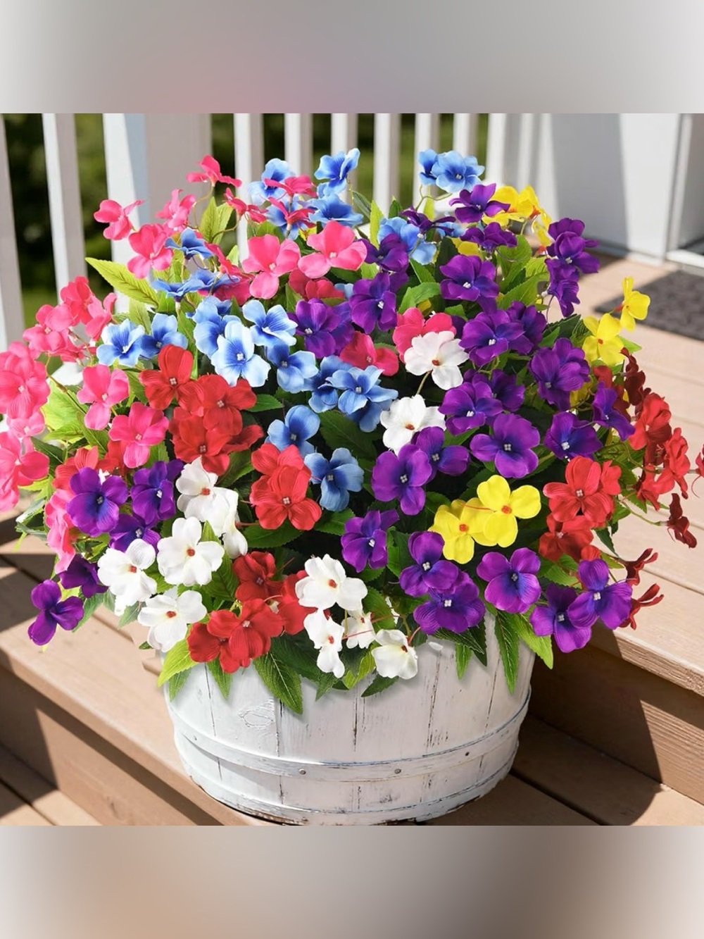Multicolor Silk Fake Artificial Outdoor Flowers 6-pc